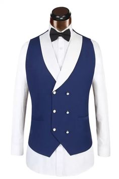 3 Piece Classic White Lapel Edge Banding Formal Blue Men's Suit For Wedding | Allaboutsuit Blue Wedding Blazer In Suiting Fabric, Blue Double Breasted Suit For Wedding, Blue Double Breasted Suit With Suit Collar For Wedding, Classic Royal Blue Blazer For Wedding, Classic Royal Blue Wedding Blazer, Blue Double Breasted Notch Lapel Suit For Wedding, Blue Tuxedo Three-piece Suit For Party, Blue Double Breasted Suit With Notch Lapel For Wedding, Blue Double Breasted Tuxedo For Wedding