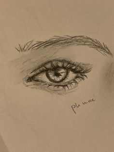 a pencil drawing of an eye with eyelashes