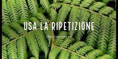 the words usa la ripetizonene are surrounded by green plants and foliages