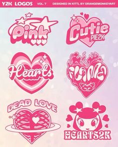 various heart shaped stickers on a white background