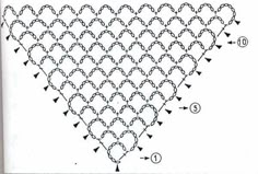 Crochet Shawl Diagram, شال كروشيه, Crochet Triangle, Crochet Shawls And Wraps, Crochet Design Pattern, Shawl Crochet, Shawl Crochet Pattern, Crochet Shawls