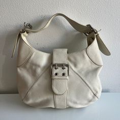 Furla Leather Hobo Handbag In Off-White Leather With Silver Accents. Please Review Images Carefully. The Interior Liner Needs Cleaning. Furla Bags, Leather Hobo Handbags, Hobo Handbag, Hobo Handbags, Leather Hobo, Silver Accents, White Cream, Cream White, White Leather