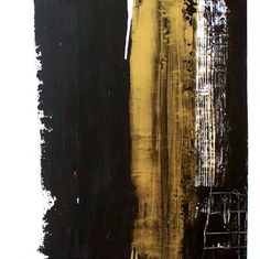 an abstract painting with black and yellow colors