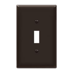 a single light switch cover in dark brown