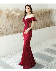 Long Party Dress, Shiny Dresses, Dress Off Shoulder, Satin Color, Dress Evening, Make Color, Party Dress Long