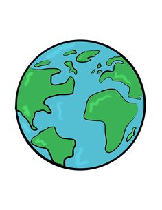 a drawing of the earth in green and blue colors on a white background with space for text