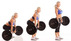 a woman is doing squats with two large barbells