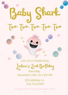 a baby shark birthday party with bubbles and confetti on the bottom of it