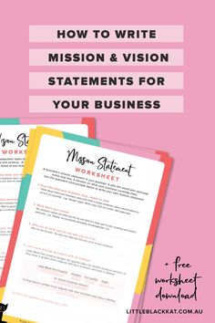 three documents with the title how to write mission and vision statements for your business