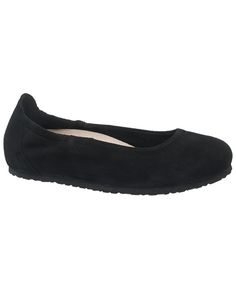 Celina II by Birkenstock in black suede. Removable cork footbed. Elastic heel grip.  #birkexpress #birkenstockexpress #birkenstock #birkenstockflat #blackflat #removablefootbed #corkfootbed #blackshoe #balletflat #blackballetflat #comfyflats #madeingermany #celinaII Ballet Style, Ballet Fashion, Suede Shoes, Soft Suede, Black Suede, Birkenstock