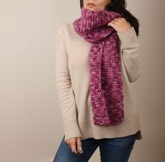 Lavender Fields Hand-Knitted Scarf // Purple Fuchsia Mauve Wool Blend Scarf // Hand Made Knit Just like looking out at a french lavender field, this scarf is a sight to behold. Specks of mauve, eggplant and fuchsia will bedazzle passers by, as you stroll along, cosy and warm. Pair with a contented smile and a cup of cocoa. Fabrication: wool/acrylic blend Lovingly made by Nonna Maria, a wonderful Italian grandmother in the Northern suburbs of Melbourne. Grazie (thank you) for supporting a local a Purple Knitted Winter Scarves, Pink Knitted Fall Scarf, Pink Soft Knit Knitting Pattern, Pink Soft Knit Pattern, Winter Knitting Pattern In Purple, Winter Knitting Pattern In Purple Knit Fabrication, French Lavender Fields, Lavender Field, Hand Knit Scarf