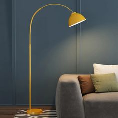 Adjustable Domed Floor Lamp With Metal Stand - Stylish Living Room Lighting Yellow Living Room Floor Lamp, Standing Light, Floor Lamp Styles, Fitted Bedrooms, Living Room Floor, Floor Lamps Living Room, Stand Light, Metal Floor Lamps, Stylish Living Room