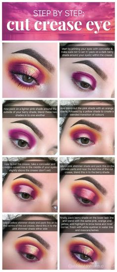 Spring Eye Makeup Tutorial, How To Cut Crease Step By Step, Halo Eye Makeup Step By Step, Halloween Eyeshadow Looks Step By Step, How To Do Cut Crease Eyeshadow, Hooded Eye Cut Crease, Half Cut Crease Eye Makeup, Halo Cut Crease, Tape Eyeshadow