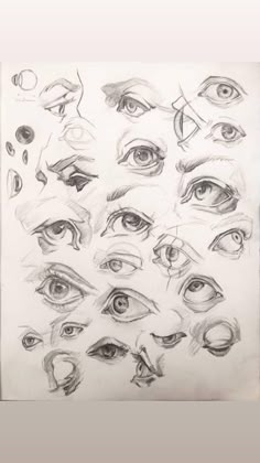 a drawing of different types of eyes