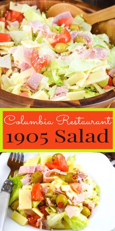 a salad with lettuce, tomatoes and ham on it