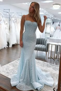 Light Blue Prom Dress Long Tight, Lite Blue Prom Dresses, Prom Dresses With Long Trains, Body Fitting Prom Dress, Prom Dresses Skin Tight, Light Blue Sparkle Prom Dress, Prom Dresses Straight Neckline, Light Blue Prom Dress Tight, Light Blue Sparkly Prom Dress