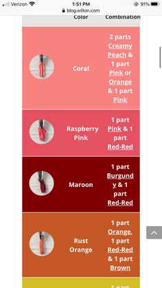 the color chart for different shades of lipstick