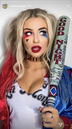 Harly Quinn Halloween Costume Ideas, Joker And Harley Quinn Makeup, Harley Quinn Make-up, Girl Halloween Makeup, Halloween Make-up Looks, Halloween Mode