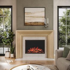 a living room filled with furniture and a fire place