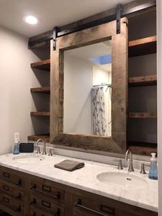 Customize your bathroom shelves with this easy to use and affordable tool. Rustic Remodel, Rustic Bathroom Remodel, Rustic Farmhouse Bathroom, Farmhouse Bathroom Design, Small Remodel, Rustic Bathroom Decor, Bad Design, Farmhouse Bathroom Decor, Diy Remodel