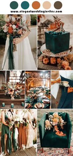 a collage of different wedding colors and details