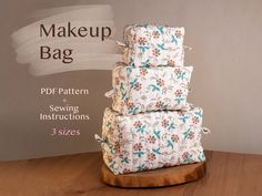 PDF Sewing Pattern for Quilted Makeup Bags - Set of 3 Sizes ALL INSTRUCTIONS ARE IN ENGLISH Create your own set of stylish and functional makeup bags with our easy-to-follow PDF sewing pattern. Perfect for organizing your cosmetic essentials, this pattern includes three different sizes to suit all your needs. This versatile pattern set lets you create a complete range of chic and practical bags, perfect for organizing makeup, toiletries, and hair tools. Each bag features a quilted design for add Makeup Bag Quilted, How To Sew A Quilted Makeup Bag, Quilted Makeup Bag Pattern, Makeup Bag Sewing Pattern, Sewing Makeup Bag, Makeup Bag Pattern, Toiletry Bag Pattern, Organizing Makeup, Quilted Makeup Bag