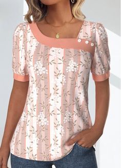 Color:Light Pink;Size:S;Size:M;Size:L;Size:XL;Size:XXL;Package Contents:1 X T Shirt;Occasion:Other;Style:Casual; T-shirt Dresses, Mode Steampunk, Beach Bridesmaid Dresses, Light Pink Shorts, Trendy Swimsuits, Trendy Tops For Women, Pretty Blouses, Black Swimwear