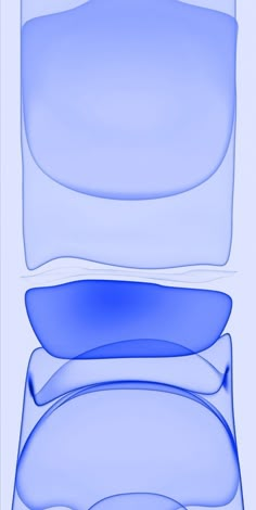 three different shapes and sizes of the same object on a white background, each with blue hues