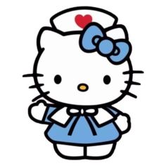 a hello kitty nurse is standing with her arms crossed