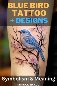 Blue Bird Tattoos Meaning Black And White Bluebird Tattoo, Meaningful Bird Tattoos, Blue Bird Tattoo Men, Birds And Butterflies Tattoo, Bird And Flower Tattoos For Women, Small Blue Bird Tattoo, Bluebird Tattoos For Women, Blue Bird Of Happiness Tattoo, Small Blue Jay Tattoo