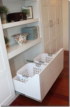 the kitchen is clean and ready to be used as a storage area for dishes or other items