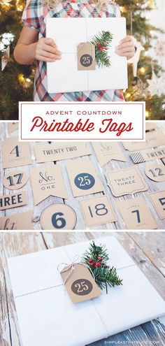 FREE Printable Advent Calendar / Christmas Countdown Tags Advent Tags, Free Printable Advent Calendar, Photography Prompts, Simplify Christmas, Homemade Advent Calendars, Advent Calendar Christmas, Christmas Simple, Printable Advent Calendar, Art Ornaments