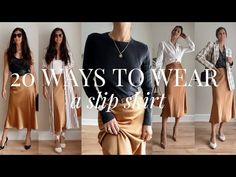 Silk Skirt Going Out Outfit, Styling Silk Midi Skirt, Ivory Slip Skirt Outfit, Champagne Skirt Outfit Winter, Nude Silk Skirt Outfit, Gold Slip Skirt Outfit, Black Slip Skirt Outfit Work, How To Wear A Slip Skirt, Slip Skirts Outfit