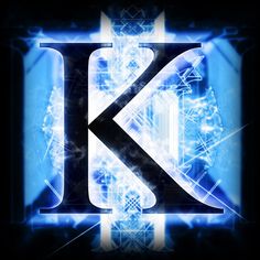 the letter k is surrounded by blue lights