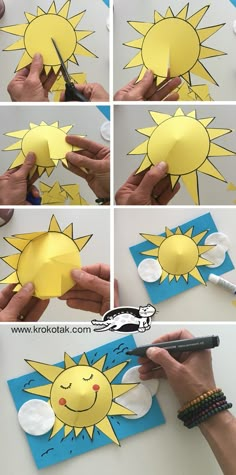 step by step instructions on how to make a paper sun craft for kids and adults