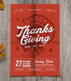 a thanksgiving flyer with an image of a turkey on it and leaves around the edges