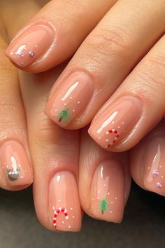 Christmas Nail Designs For Small Nails, Short Gel Nail Christmas Designs Simple, Christmas Candy Nails Designs, Christmas Nails For 12 Yrs Old, Pink Christmas Gel Nails Short, Small Christmas Nail Designs, Cute Nails For Little Kids, Christmas Nails For 11 Yrs Old, Christmas Nails Short And Simple