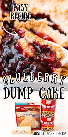 blueberry dump cake with text overlay