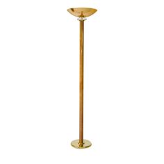 a brass floor lamp with a white background