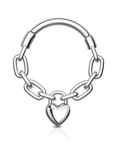 a heart and chain ring on a white background