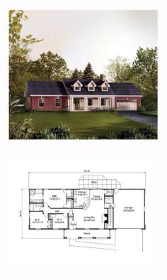 two story house plans with an open floor plan, and the first one has a covered porch