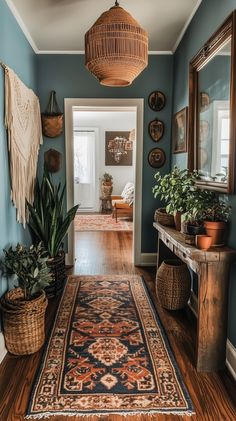 Elevate Your Home with These Inspiring Bohemian Hallway Décor Ideas - Remodr Hallway Narrow Decor, 2025 Home Aesthetic, Whimsical Bohemian Style, Eclectic Hallway Ideas, Unique Home Aesthetic, Cozy Home Makeover, Row House Entryway, Entry Way Lamps Entryway Ideas, Home Decor With Character