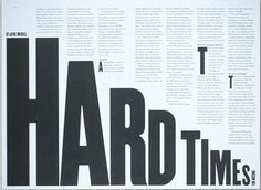 an advertisement for hard times, with the words hard times written in black and white