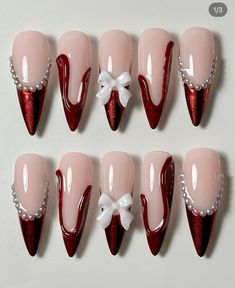 Red Nails Design Classy, Red 3d Nails, Nail Ideas Maroon, Maroon Nails Design, Nail Maroon, 4d Nail Art, Maroon Nail Art, Maroon Nail Designs, Paznokcie Hello Kitty