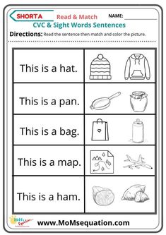 the worksheet for reading and writing words with pictures to help students learn how to read