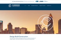 the website design for cummings is displayed in front of a cityscape