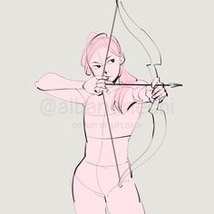 a drawing of a woman holding a bow and arrow