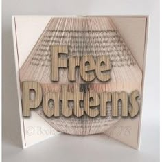 an open book with the word free patterns printed on it's front and side