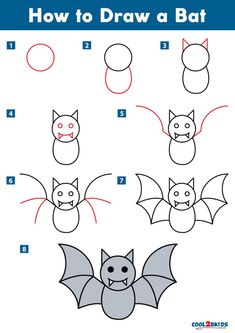 how to draw a bat step by step instructions for kids and beginners with pictures