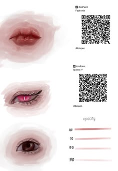 three different images of the same person's eye with their own qr code